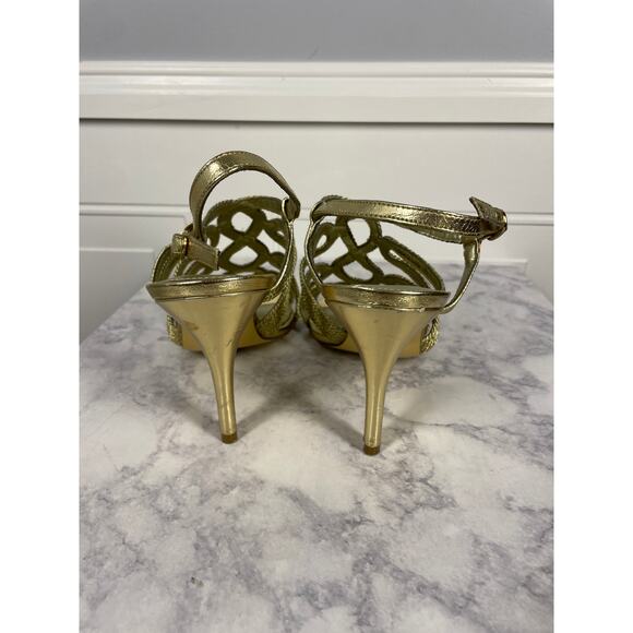 Adrianna Papell Boutique, Size 10M, Gold Cage Heels, Rope Strappy Open Toe *Read - Picture 3 of 14
